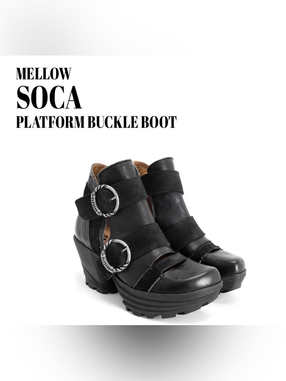 Fluevog EXCELLENT Mellow Soca black leather platform buckle boot -10 (fits 9.5)
